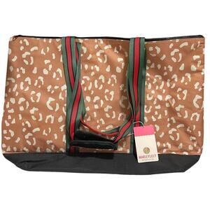 MarleyLilly Zipper Top Beach Tote / Bag - Animal Print